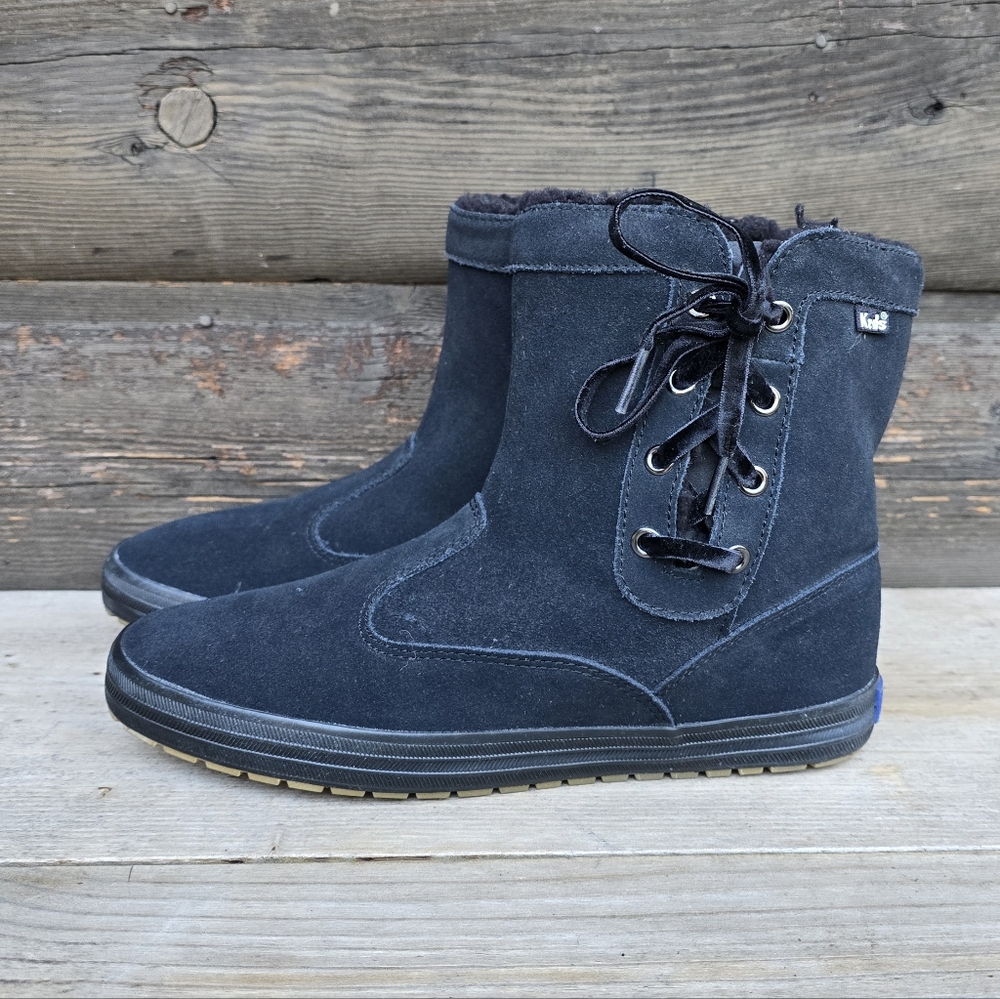 Keds NEW Sunny Side Cozy Suede Shearling-Lined Cabincore Ankle Boots 9M - Picture 3 of 16